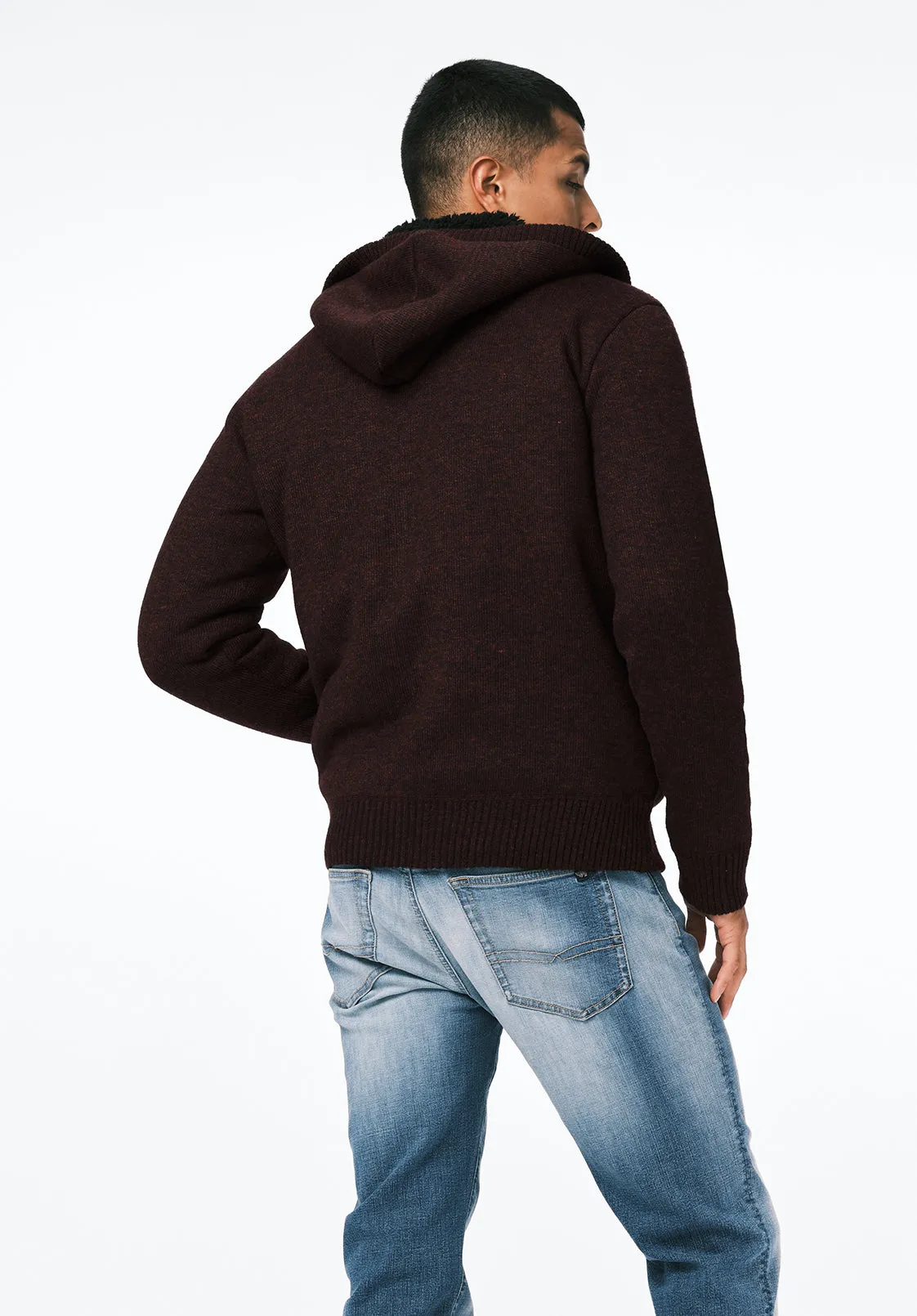 Walmick Men's Full-Zip Knit Hooded Jacket with Sherpa Lining, Fico - BM24739 sold by Buffalo David Bitton product image thumbnail 3