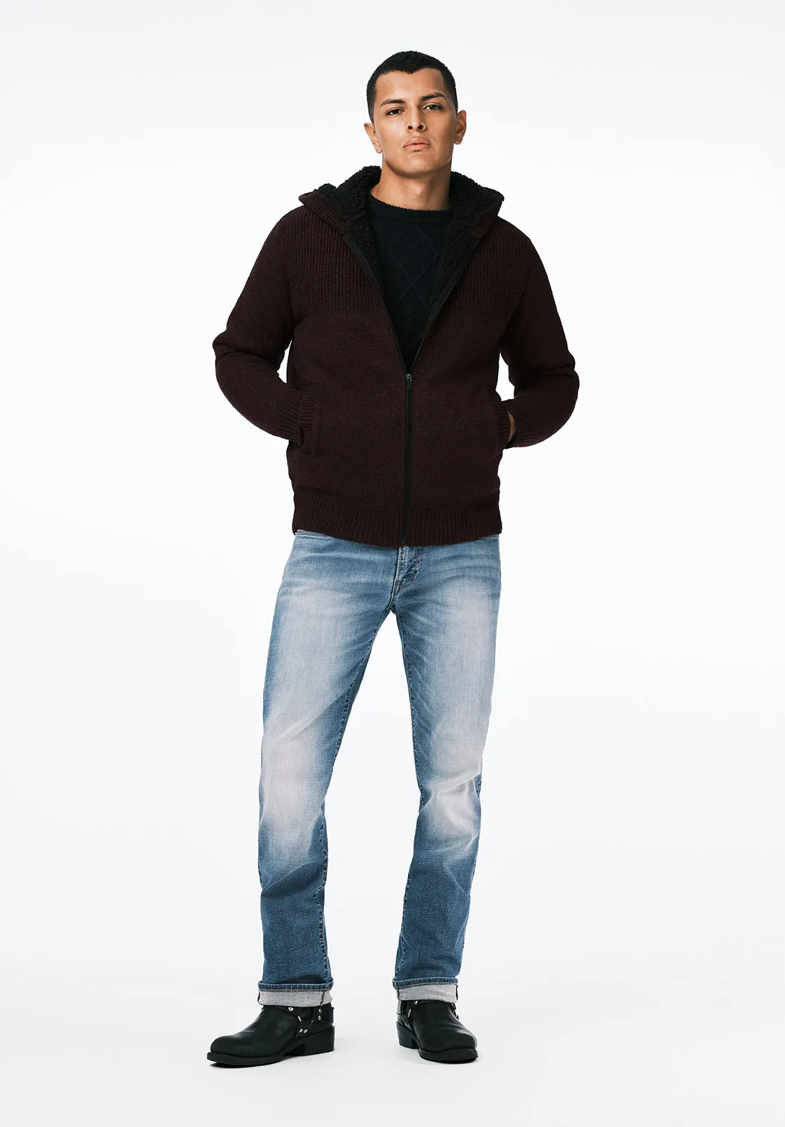 Walmick Men's Full-Zip Knit Hooded Jacket with Sherpa Lining, Fico - BM24739 sold by Buffalo David Bitton product image thumbnail 4