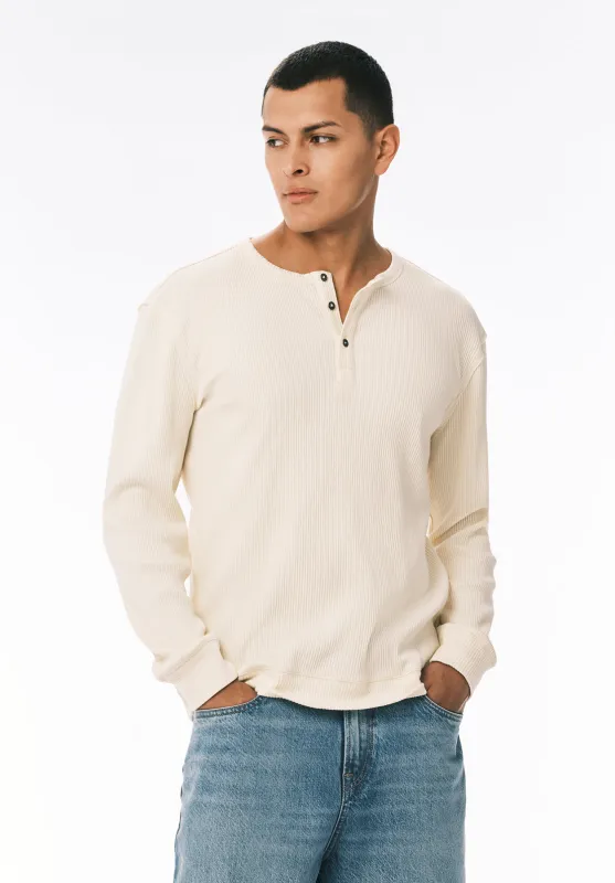 Kendro Men’s Long-Sleeve Henley Top, Buttercream - BM24762 sold by Buffalo David Bitton