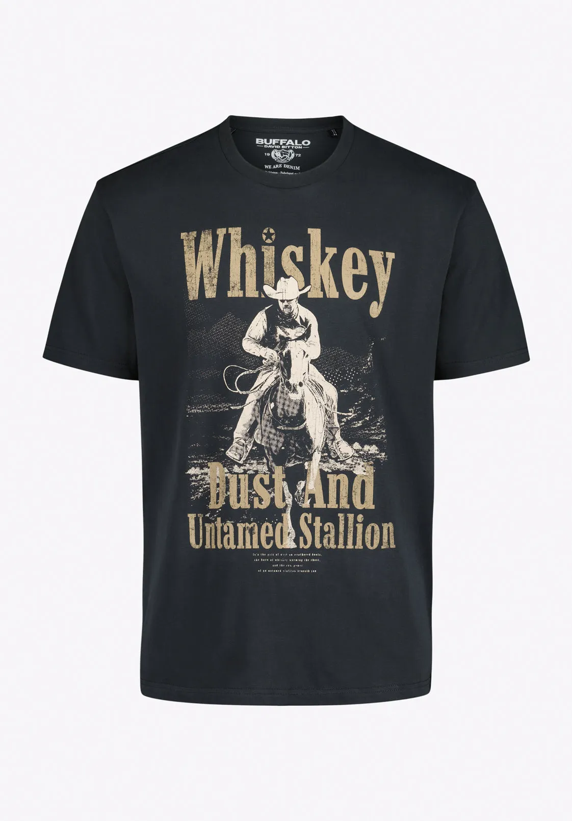 Tafo Men’s Graphic T-Shirt with Whiskey Cowboy Print, Black - BM24819 sold by Buffalo David Bitton product image thumbnail 5