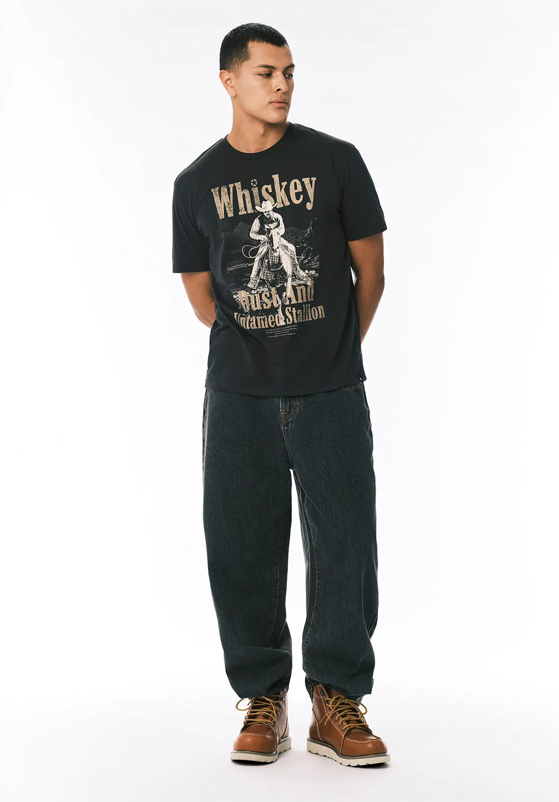 Tafo Men’s Graphic T-Shirt with Whiskey Cowboy Print, Black - BM24819 sold by Buffalo David Bitton product image thumbnail 3