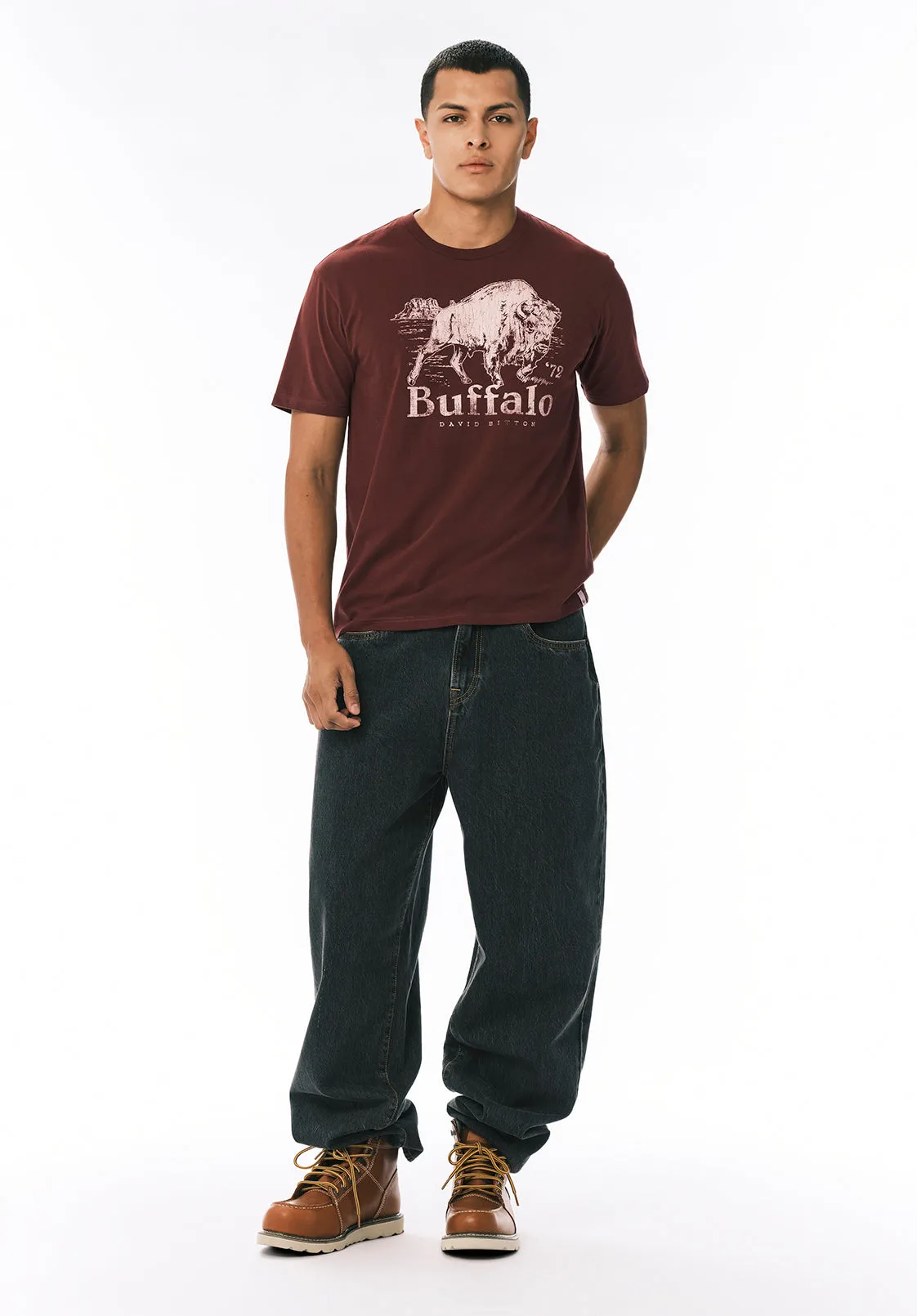 Turbaco Men’s Buffalo Print Graphic T-Shirt, Decadent Chocolate - BM24822 sold by Buffalo David Bitton product image thumbnail 3