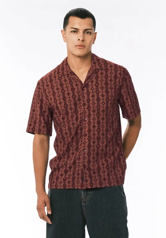 Sandro Men's Printed Short-Sleeve Camp Shirt, Decadent Chocolate - BM24768 sold by Buffalo David Bitton