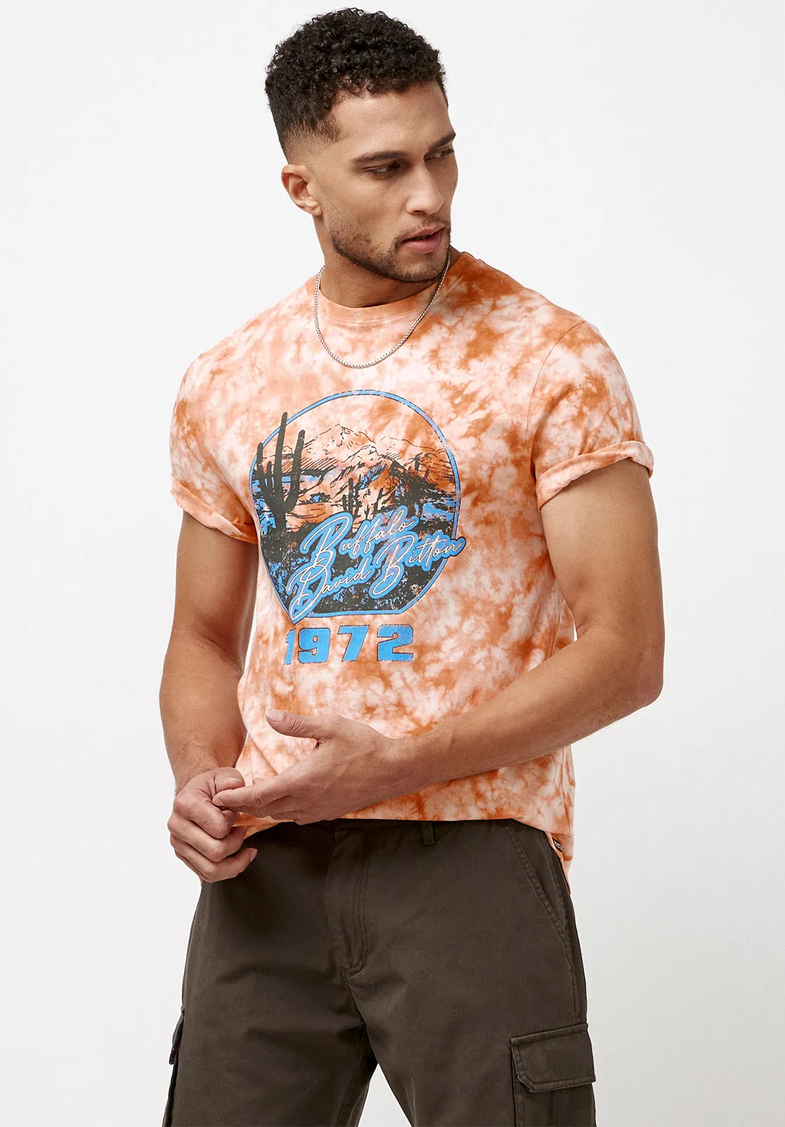 Tigels Men's Tie Dye T-Shirt in Tie-Dye Orange - BM23859 sold by Buffalo David Bitton product image thumbnail 3