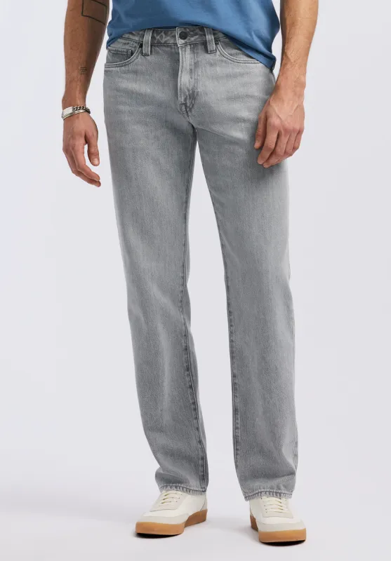 Relaxed Straight Driven Men's Jeans, Authentic Worn Grey - BM26084 sold by Buffalo David Bitton
