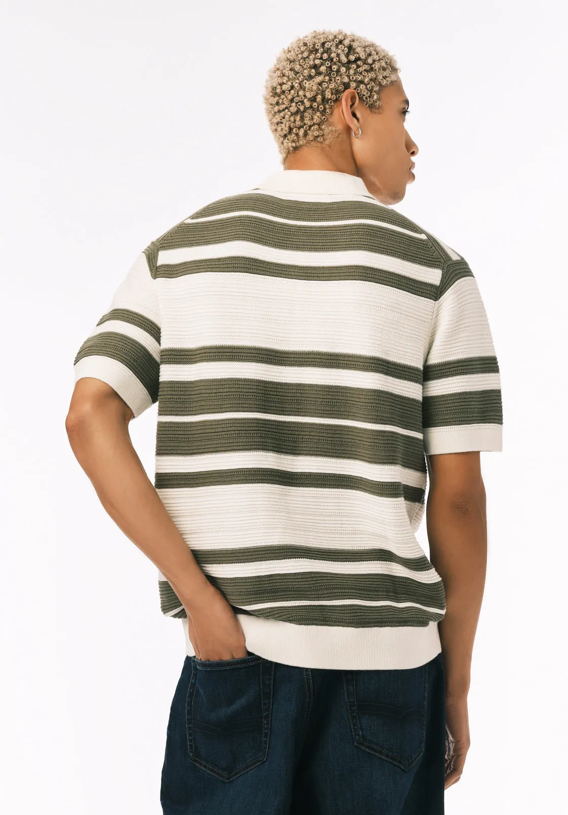 Wildero Men's Short Sleeve Sweater Polo, Army Green - BM24785 sold by Buffalo David Bitton product image thumbnail 5