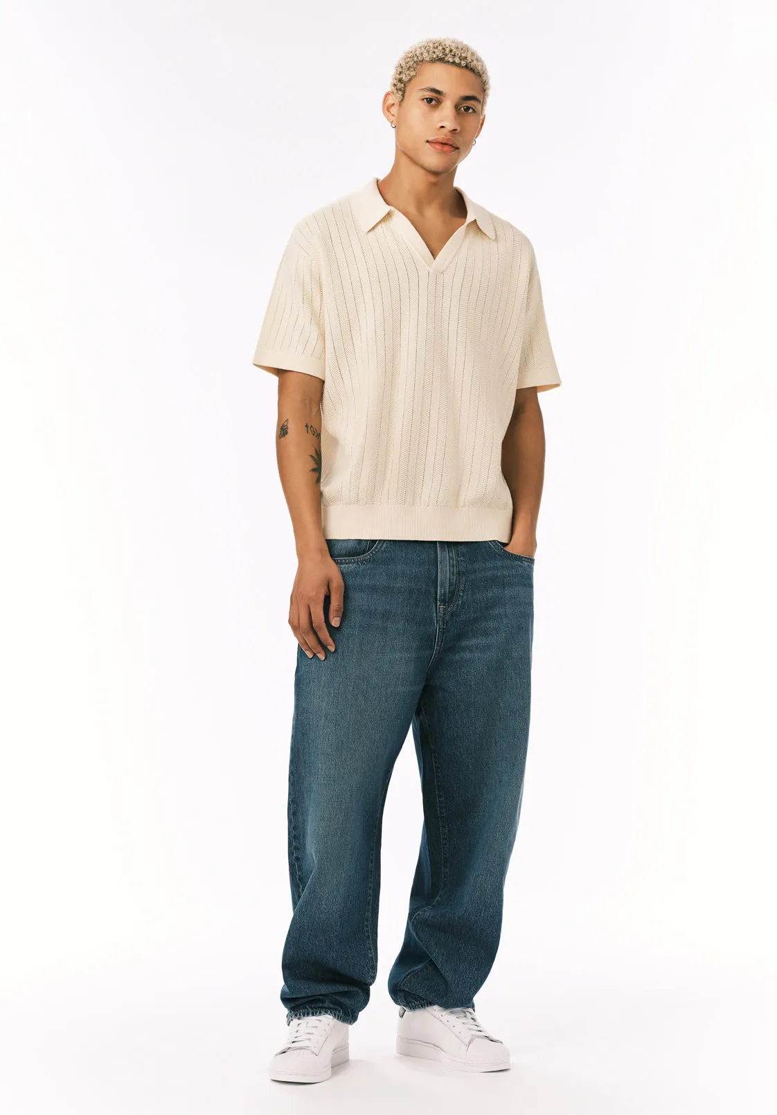Wotex Men’s Short Sleeve Sweater Polo, Buttercream - BM24896 sold by Buffalo David Bitton product image thumbnail 3