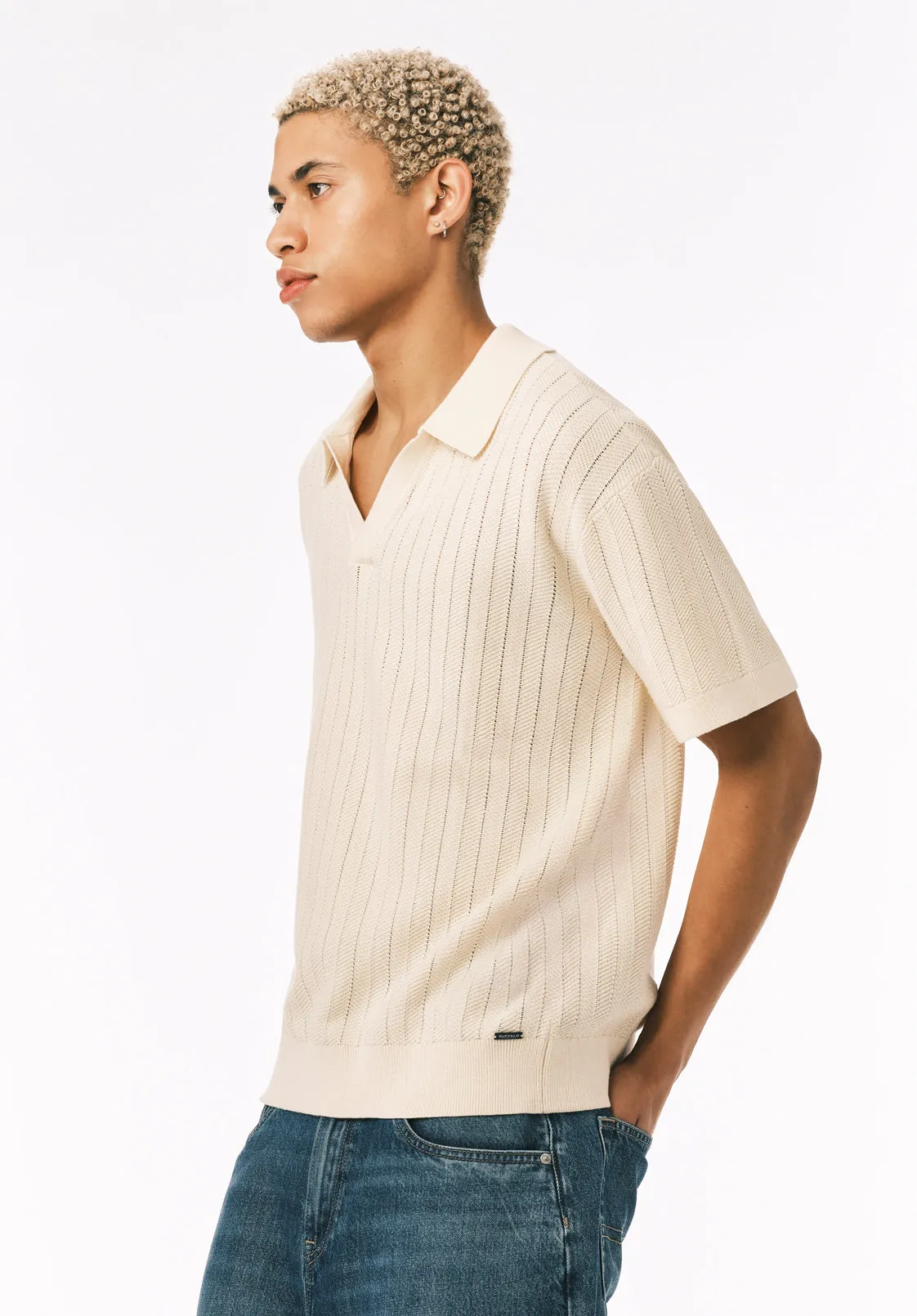 Wotex Men’s Short Sleeve Sweater Polo, Buttercream - BM24896 sold by Buffalo David Bitton product image thumbnail 4