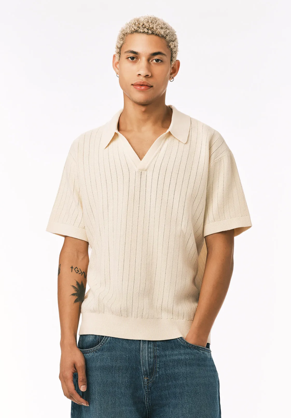 Wotex Men’s Short Sleeve Sweater Polo, Buttercream - BM24896 sold by Buffalo David Bitton