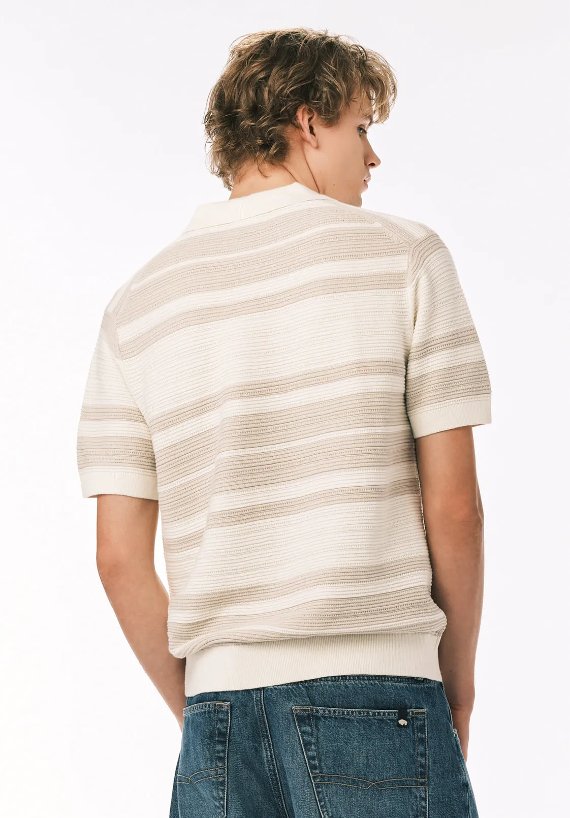 Wildero Men's Short Sleeve Sweater Polo, Moonbeam - BM24785 sold by Buffalo David Bitton product image thumbnail 5