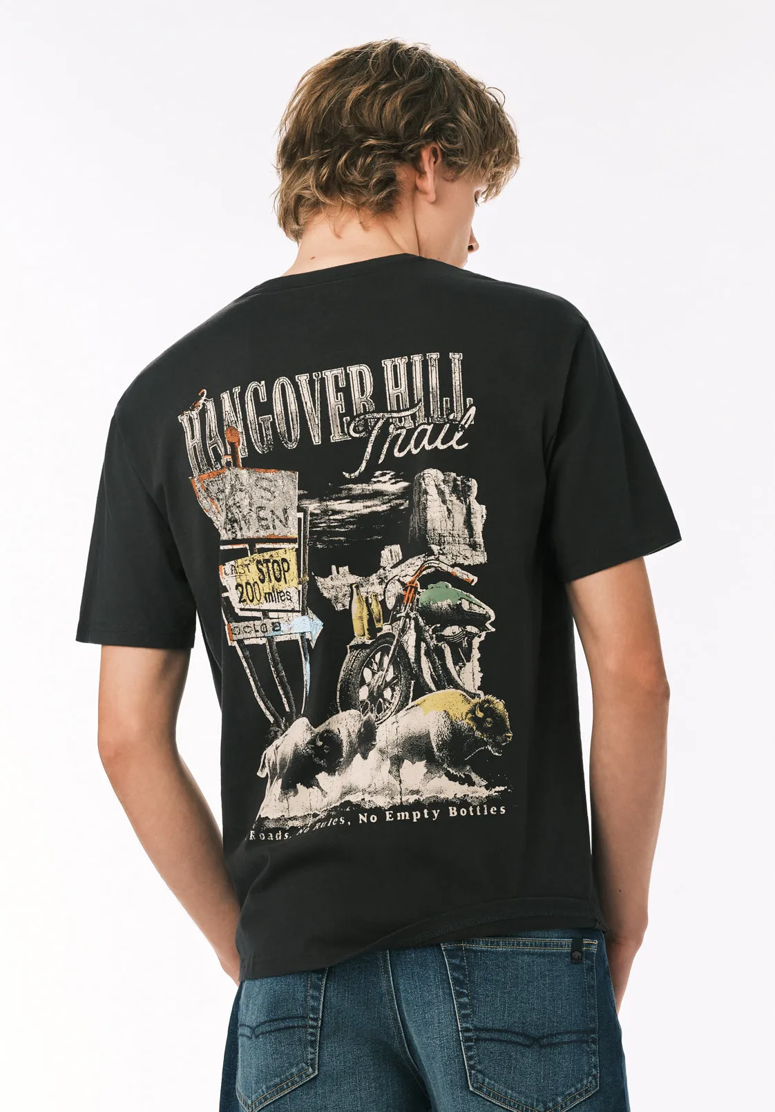 Turen Men’s Hangover Hill Trail Graphic T-Shirt, Black - BM24839 sold by Buffalo David Bitton product image thumbnail 2