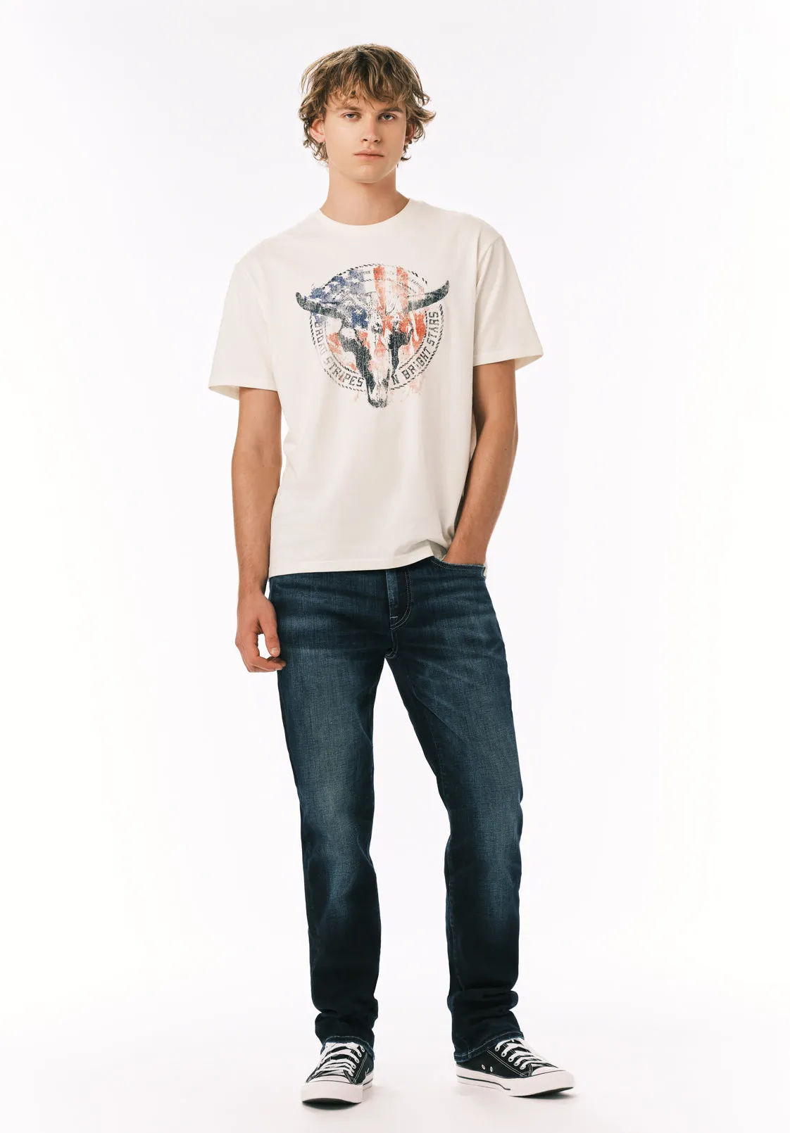 Texon Men’s Americana Graphic T-Shirt, Milk - BM24865 sold by Buffalo David Bitton product image thumbnail 3