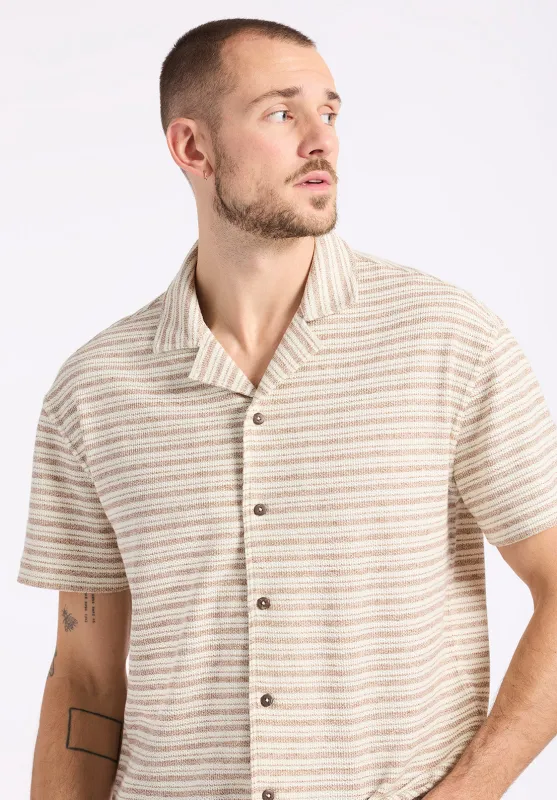 Koddy Men’s Short Sleeve Textured-Knit Striped Shirt, Woodsmoke - BM24599 made by Buffalo David Bitton