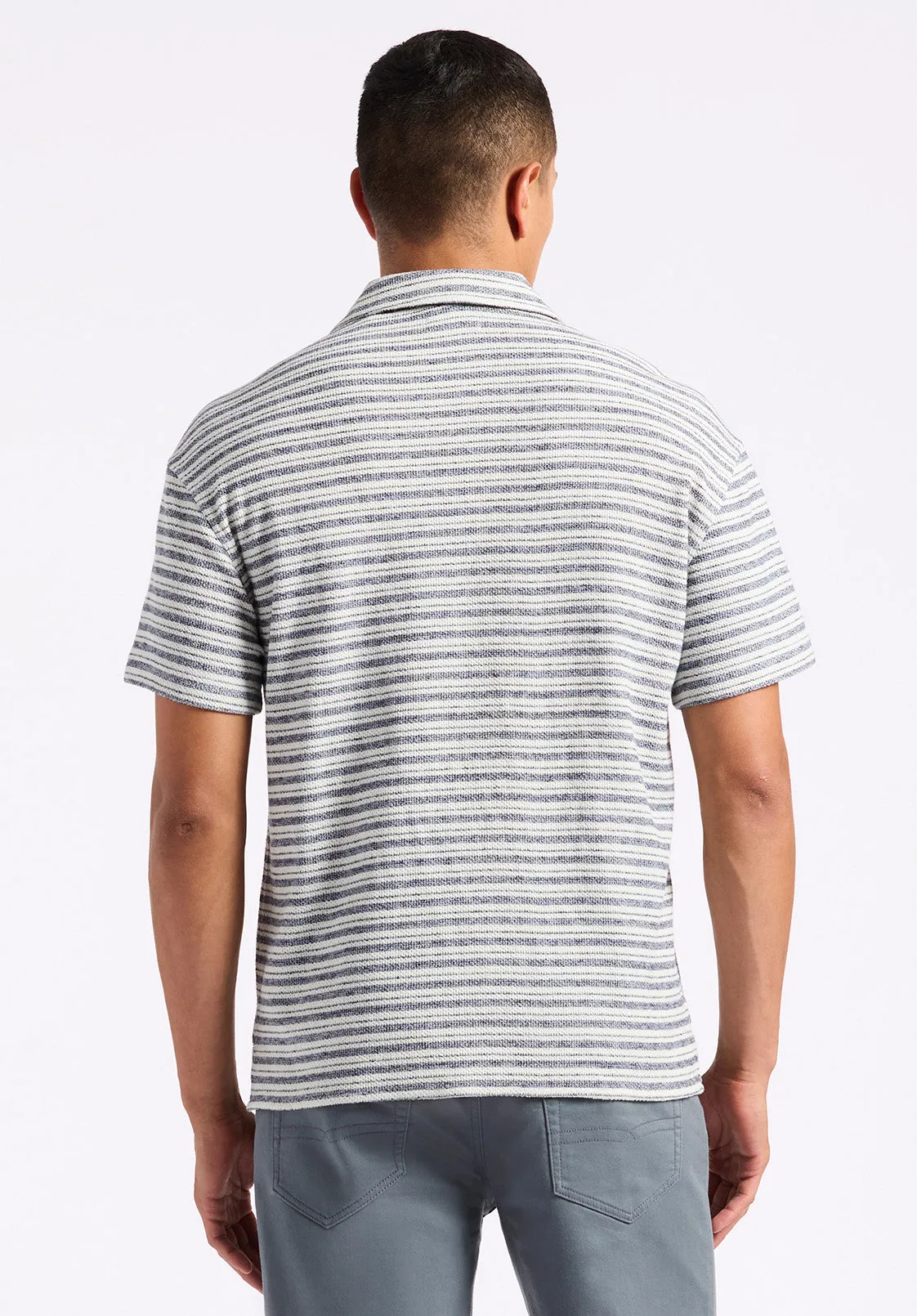 Koddy Men’s Short Sleeve Textured-Knit Striped Shirt, Midnight Blue - BM24599 sold by Buffalo David Bitton product image thumbnail 4