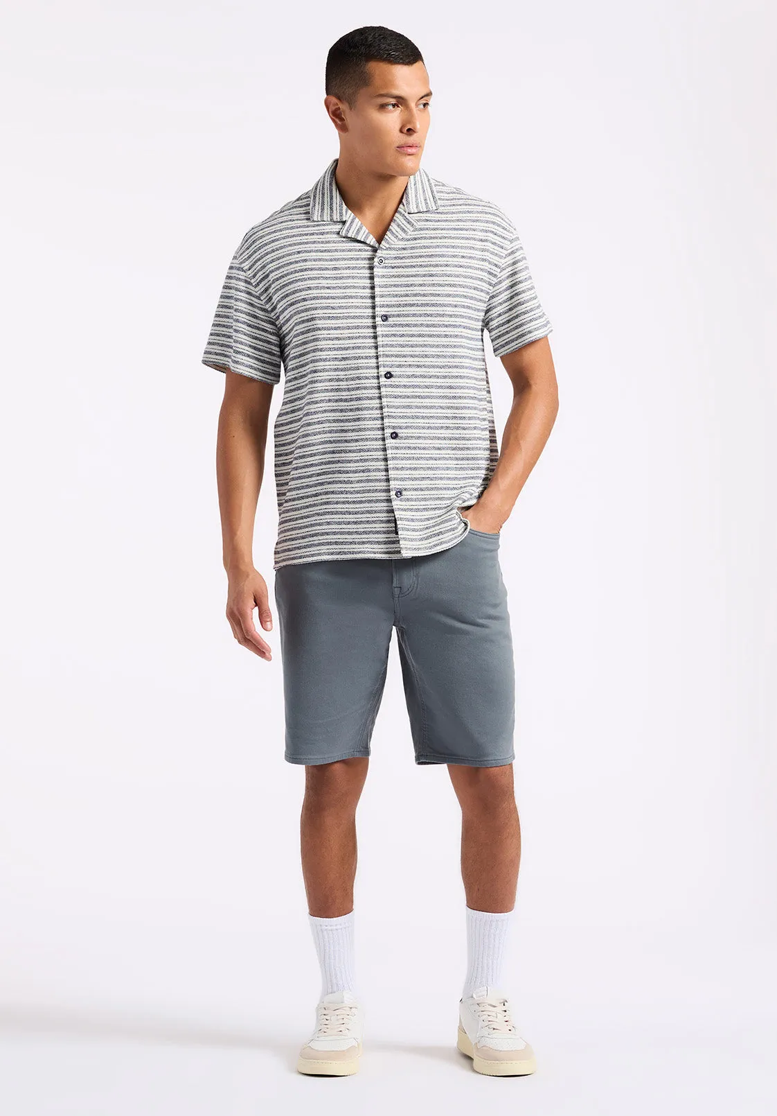 Koddy Men’s Short Sleeve Textured-Knit Striped Shirt, Midnight Blue - BM24599 sold by Buffalo David Bitton product image thumbnail 5