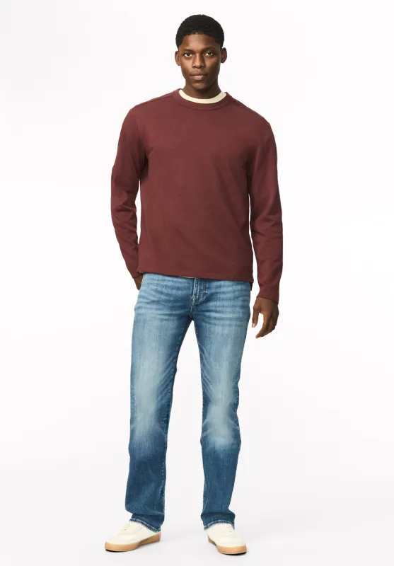 Kitchell Men's Ribbed Long Sleeve Top, Red Mahogany - BM24973 made by Buffalo David Bitton