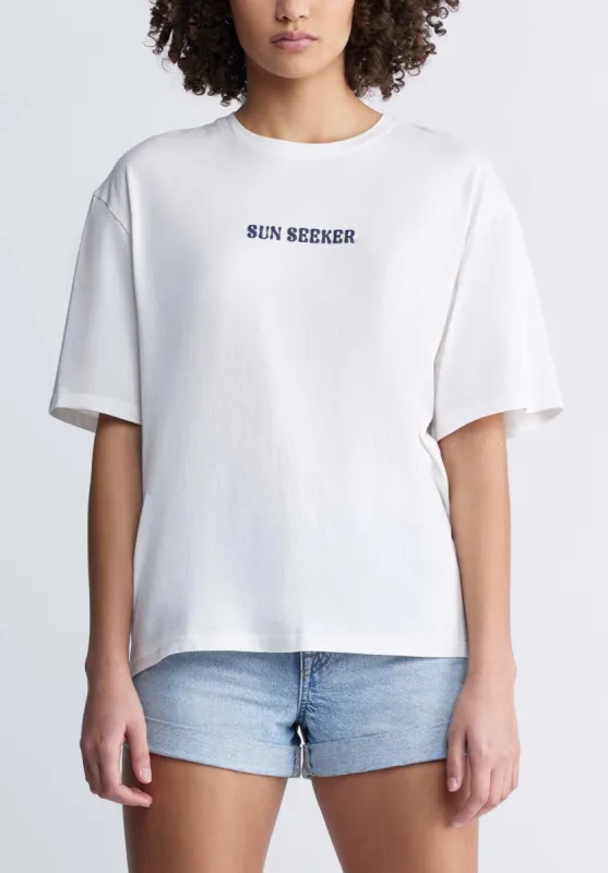 Abbey Women's Oversized Printed T-Shirt, White - KT0136P sold by Buffalo David Bitton