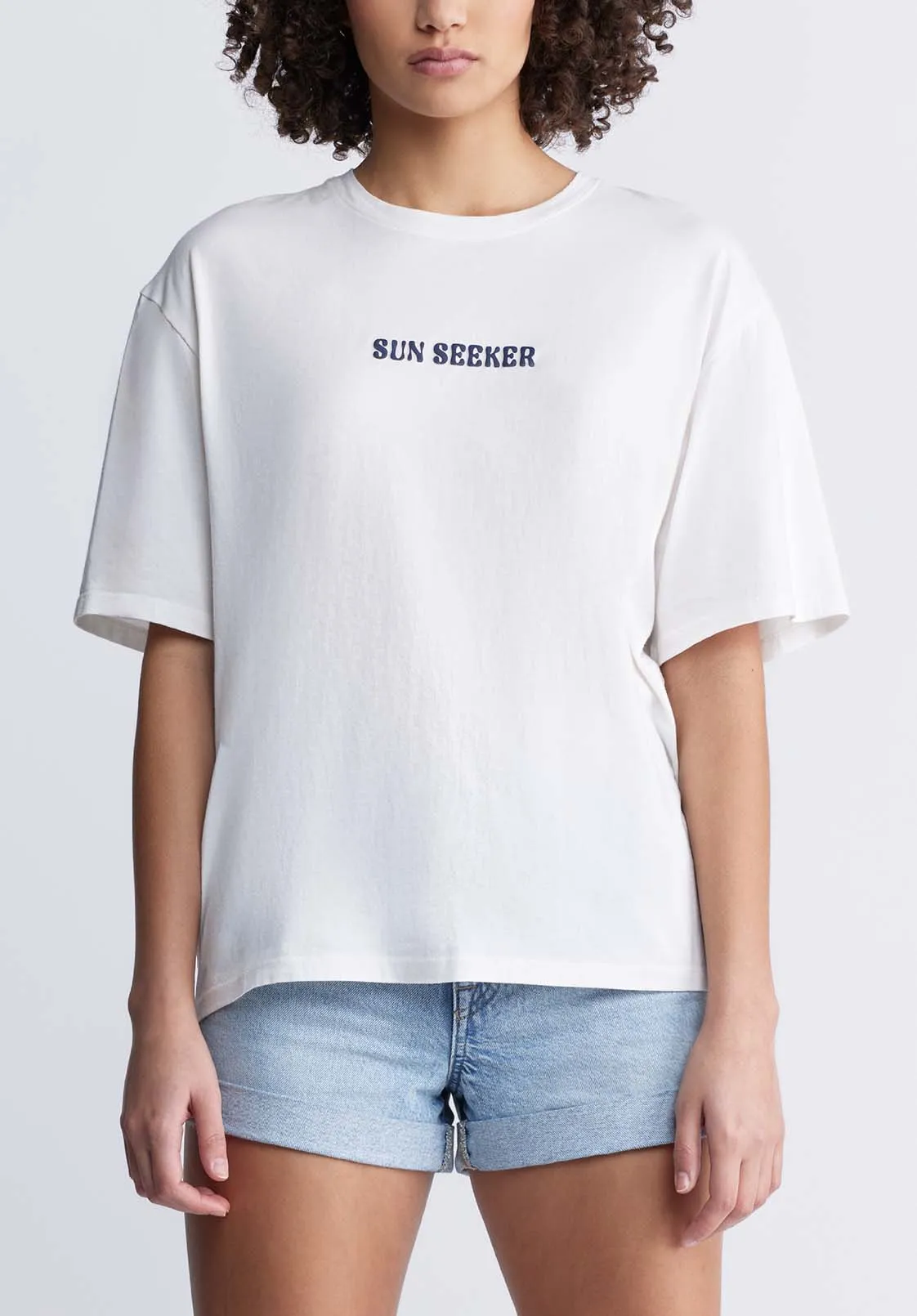 Abbey Women's Oversized Printed T-Shirt, White - KT0136P sold by Buffalo David Bitton