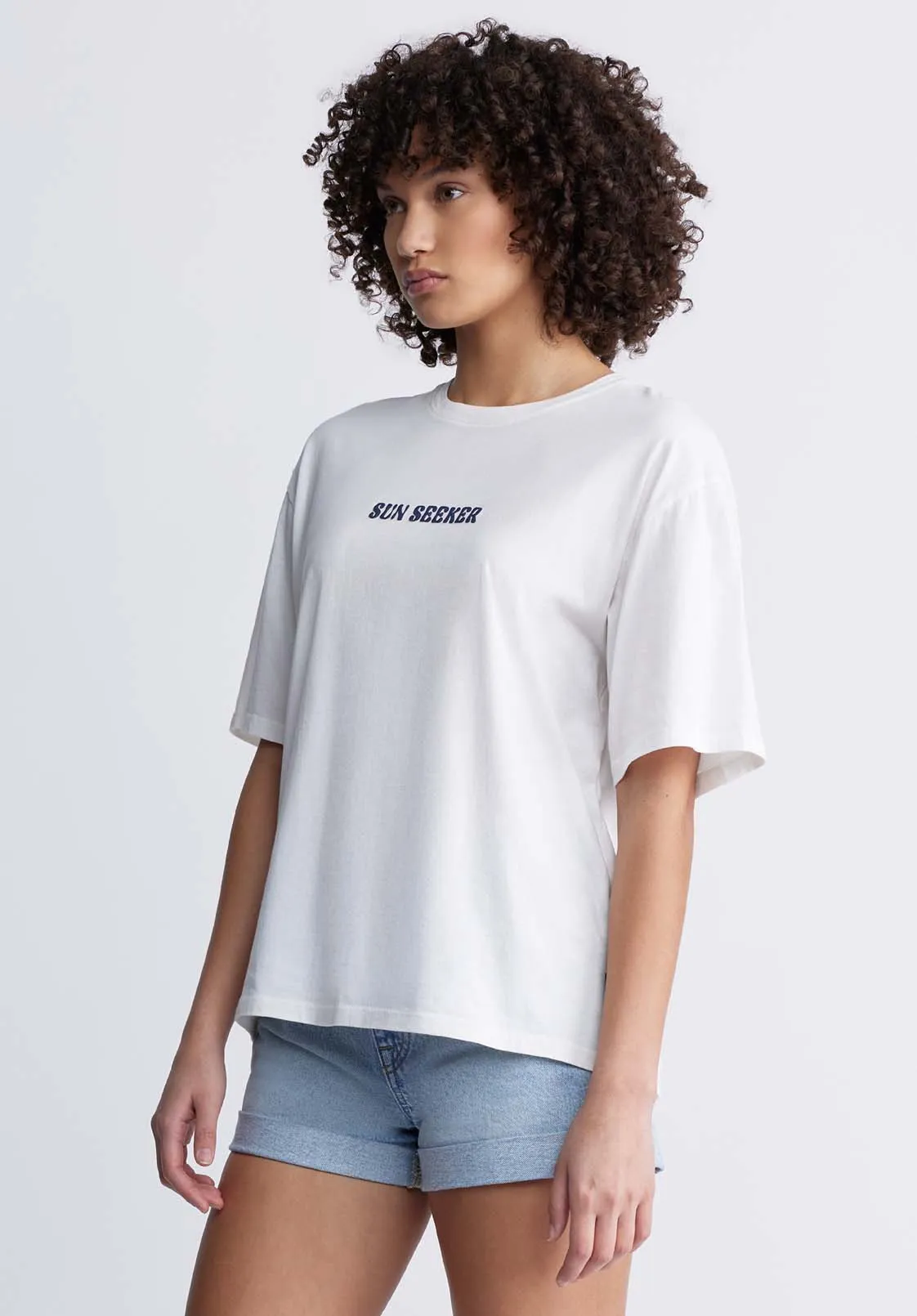 Abbey Women's Oversized Printed T-Shirt, White - KT0136P sold by Buffalo David Bitton product image thumbnail 3