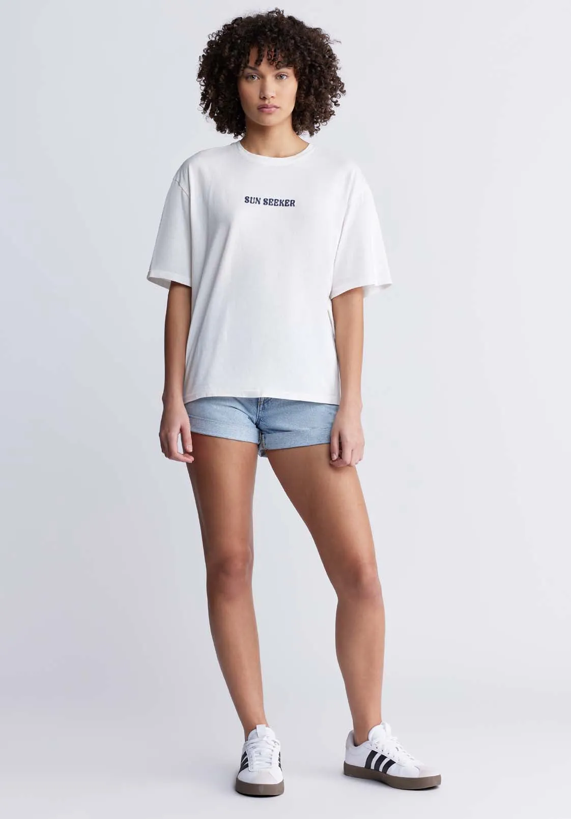 Abbey Women's Oversized Printed T-Shirt, White - KT0136P sold by Buffalo David Bitton product image thumbnail 5