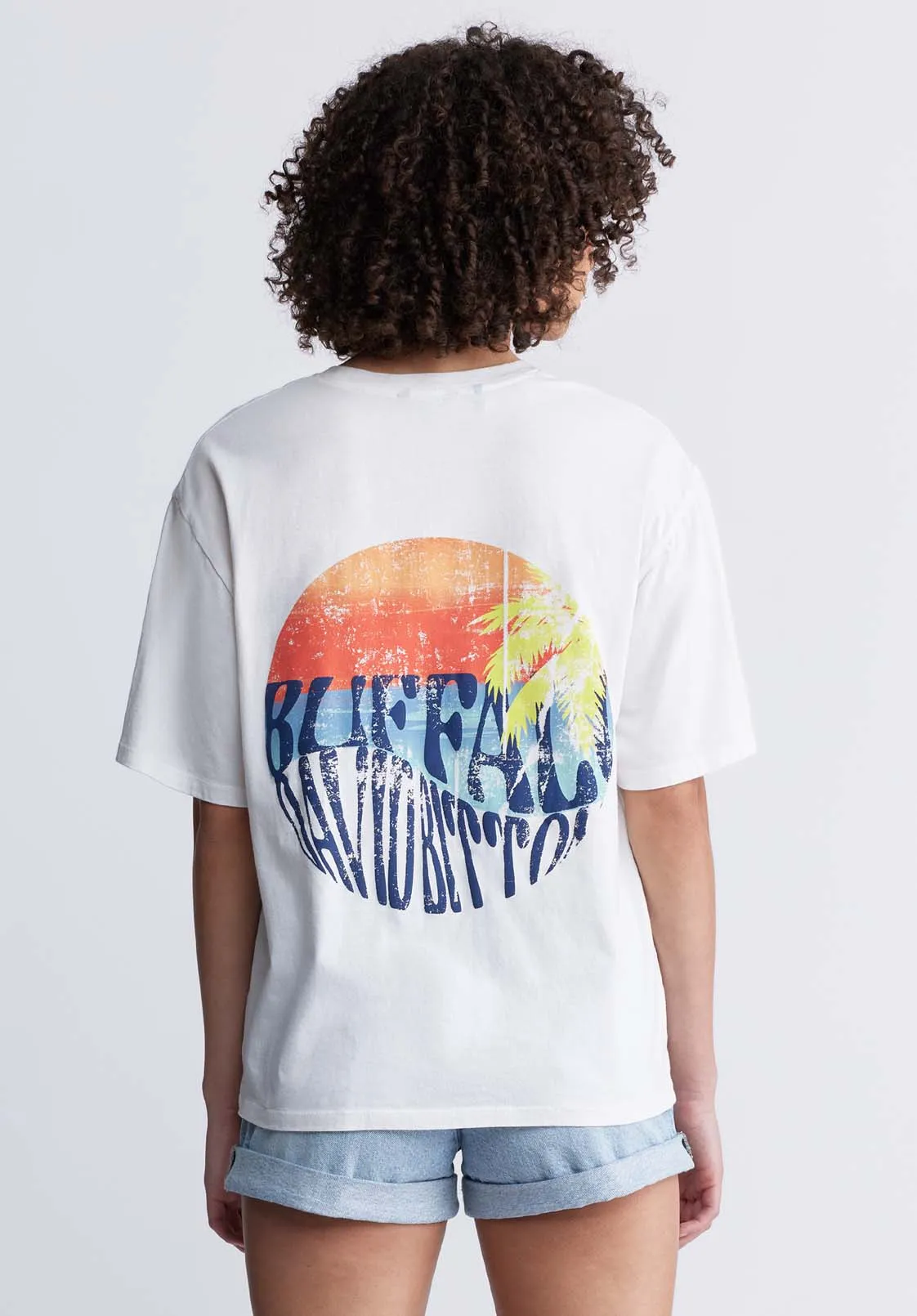 Abbey Women's Oversized Printed T-Shirt, White - KT0136P sold by Buffalo David Bitton product image thumbnail 4