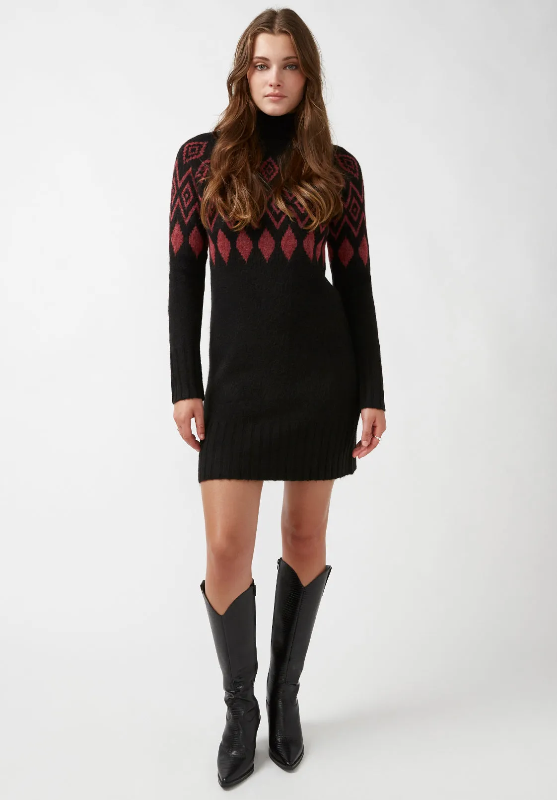 Massima Women's Long Sleeve Mock Neck Sweater Dress in Black - SD0001H sold by Buffalo David Bitton product image thumbnail 5