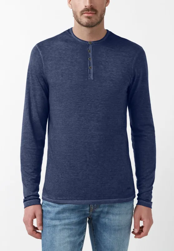 Kaduk Men's Long-Sleeve Henley Top in Dark Blue - BM24041 sold by Buffalo David Bitton