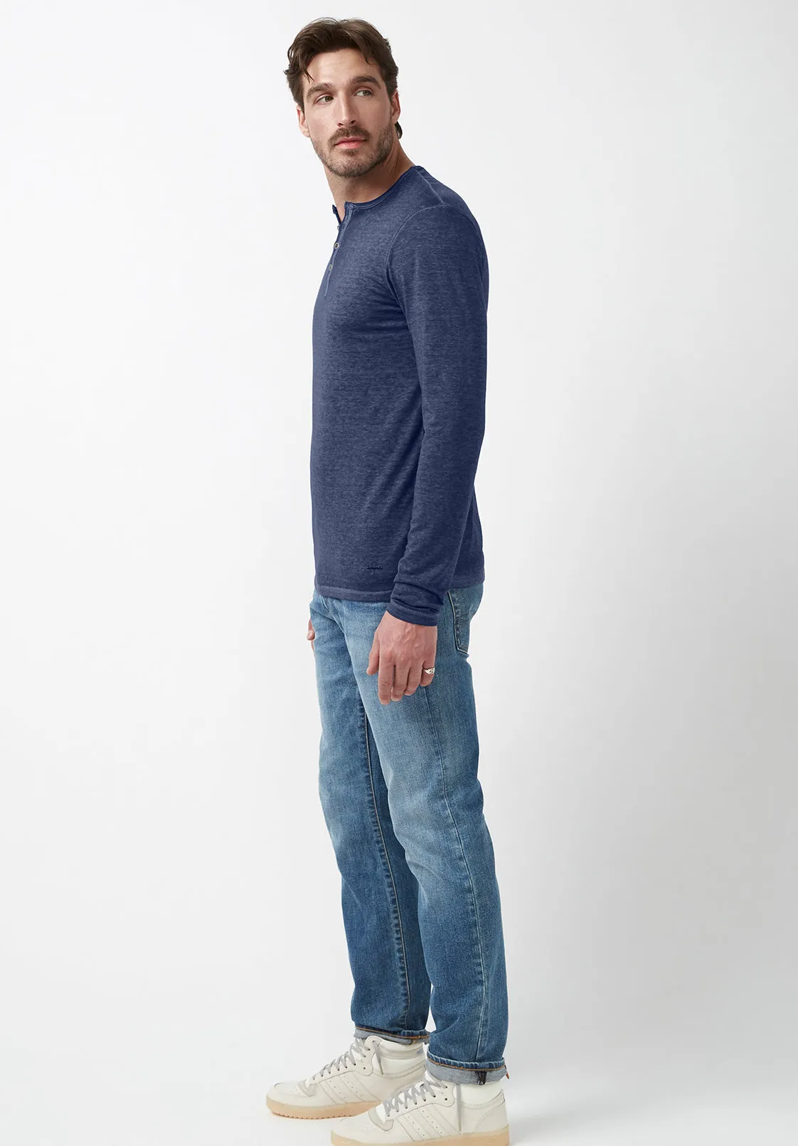 Kaduk Men's Long-Sleeve Henley Top in Dark Blue - BM24041 sold by Buffalo David Bitton product image thumbnail 4