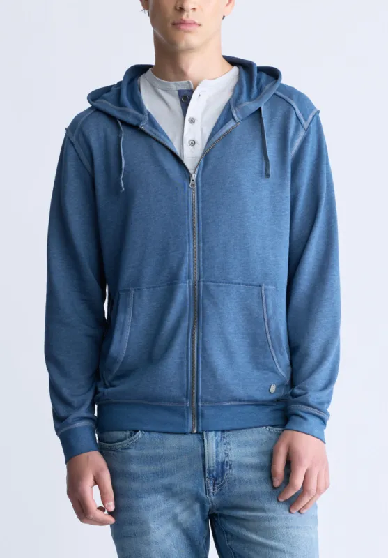 Faseam Men's Hoodie with Front Pocket, Heather Blue - BM24455 sold by Buffalo David Bitton