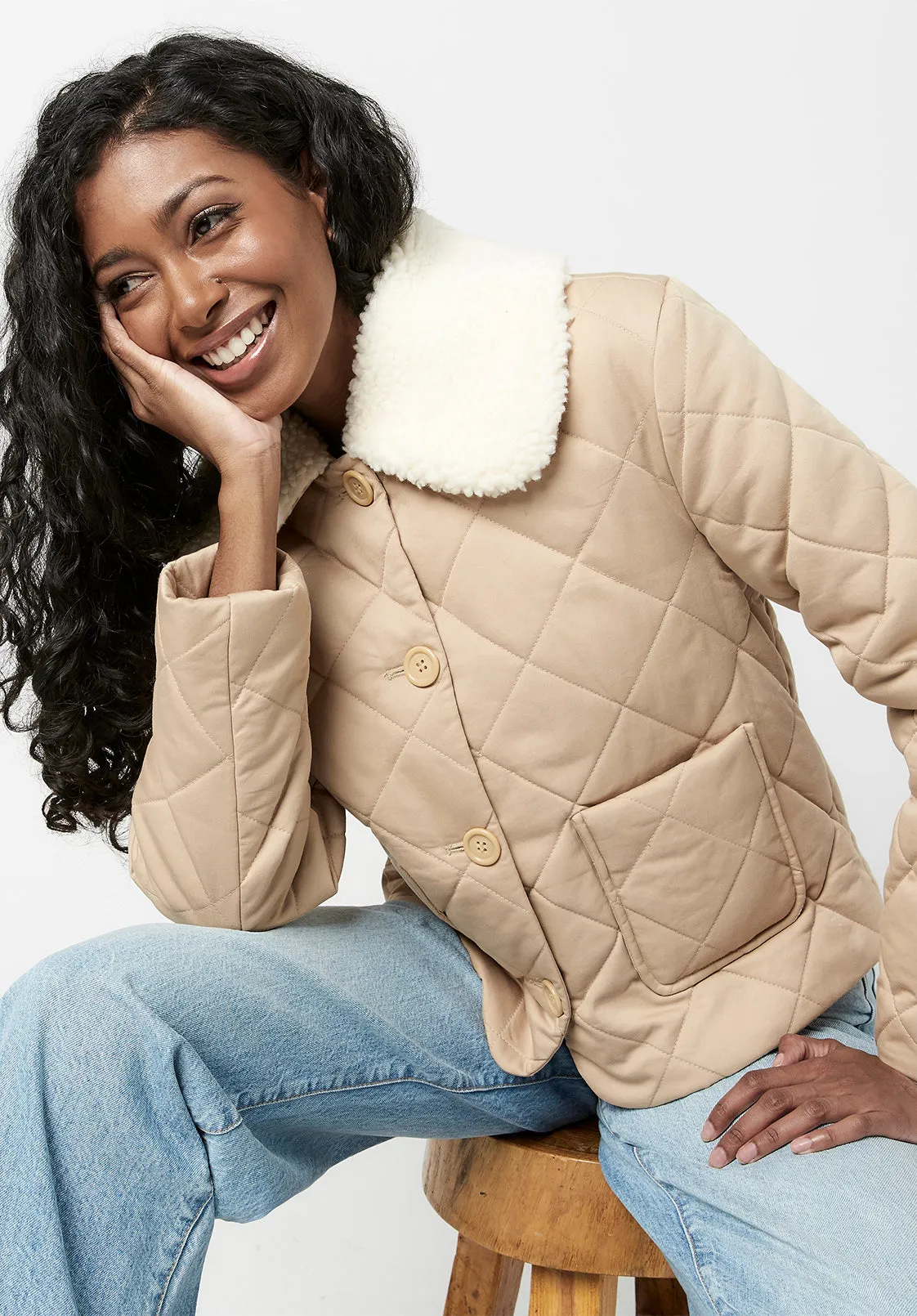 Quilted Sherpa Clementine Jacket - JK0522F sold by Buffalo David Bitton