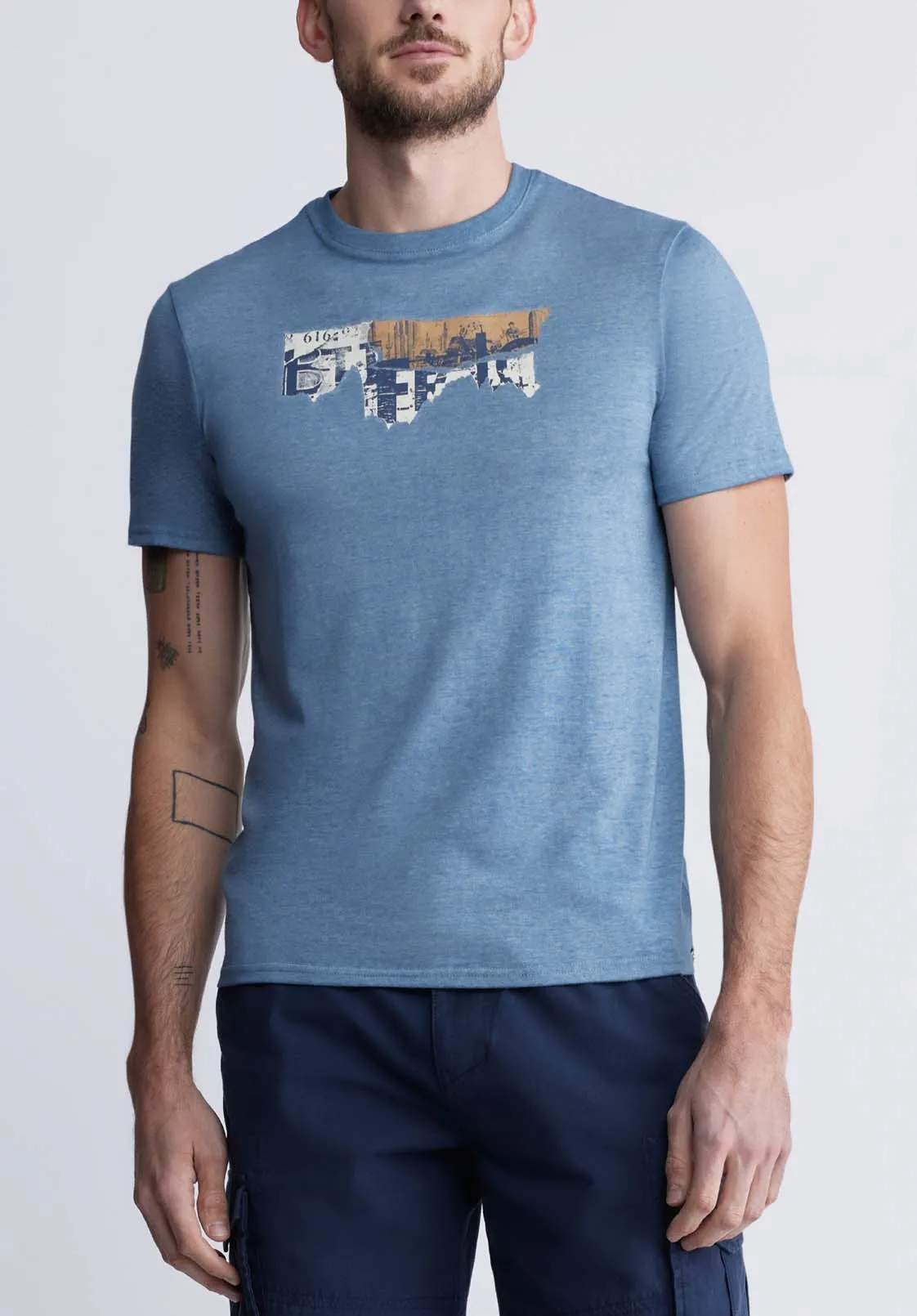 Tobras Men's Graphic T-shirt in Mirage Blue - BM24325 sold by Buffalo David Bitton