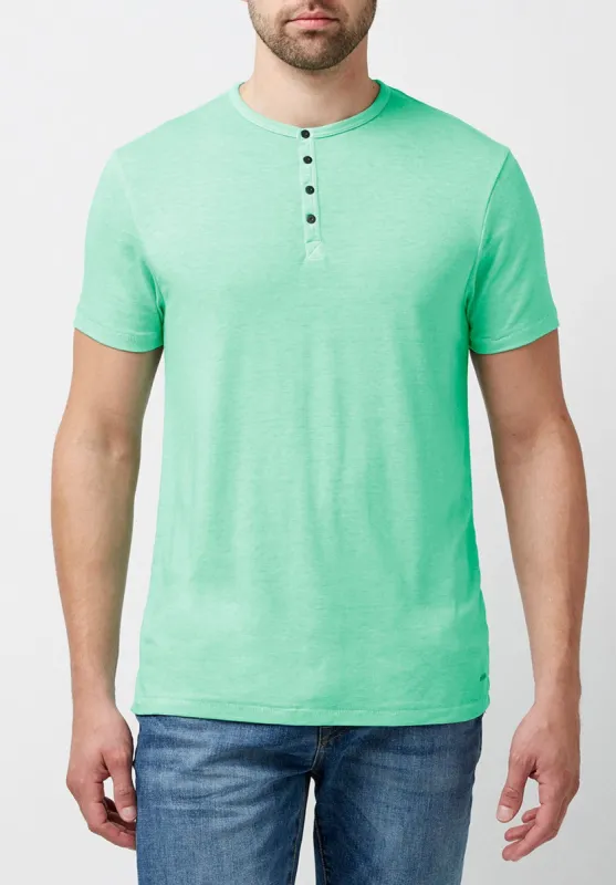 Kasum Men's Buttoned Henley T-Shirt in Teal - BM23835 sold by Buffalo David Bitton