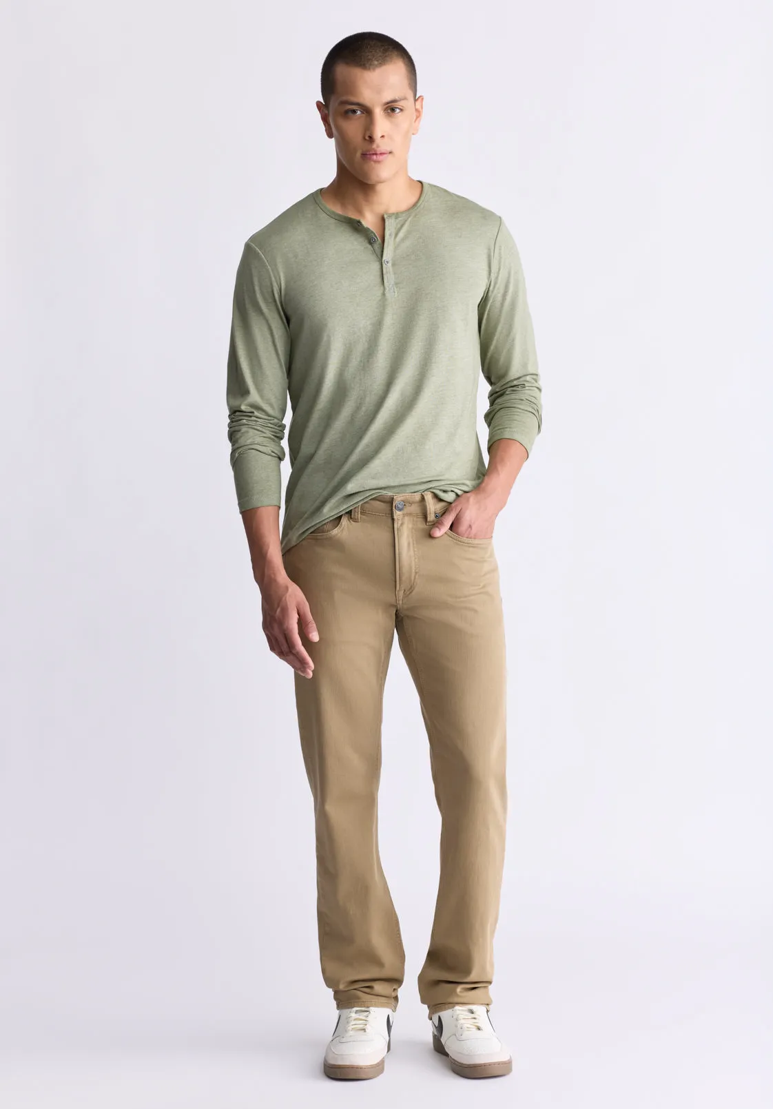 Kaduk Men's Long-Sleeve Burnout Henley Top, Army Green - BM24237 sold by Buffalo David Bitton product image thumbnail 5