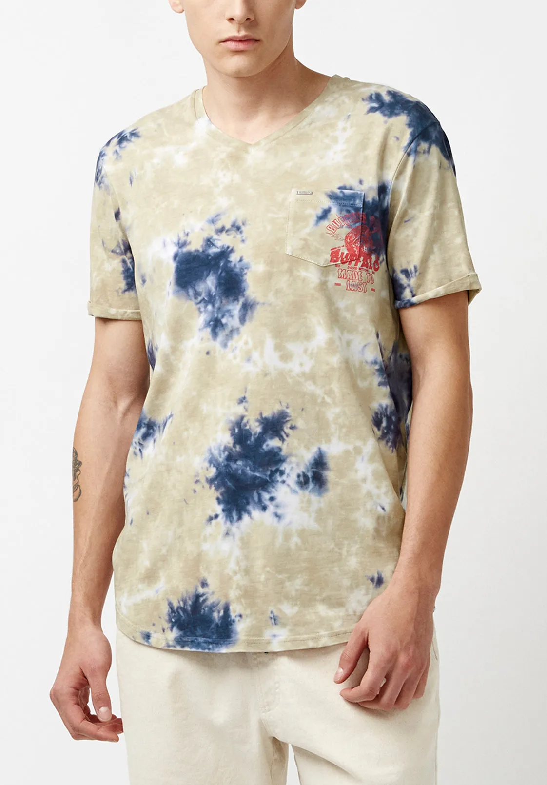 Kolis Tie Dye Beige T-Shirt - BM23933 sold by Buffalo David Bitton