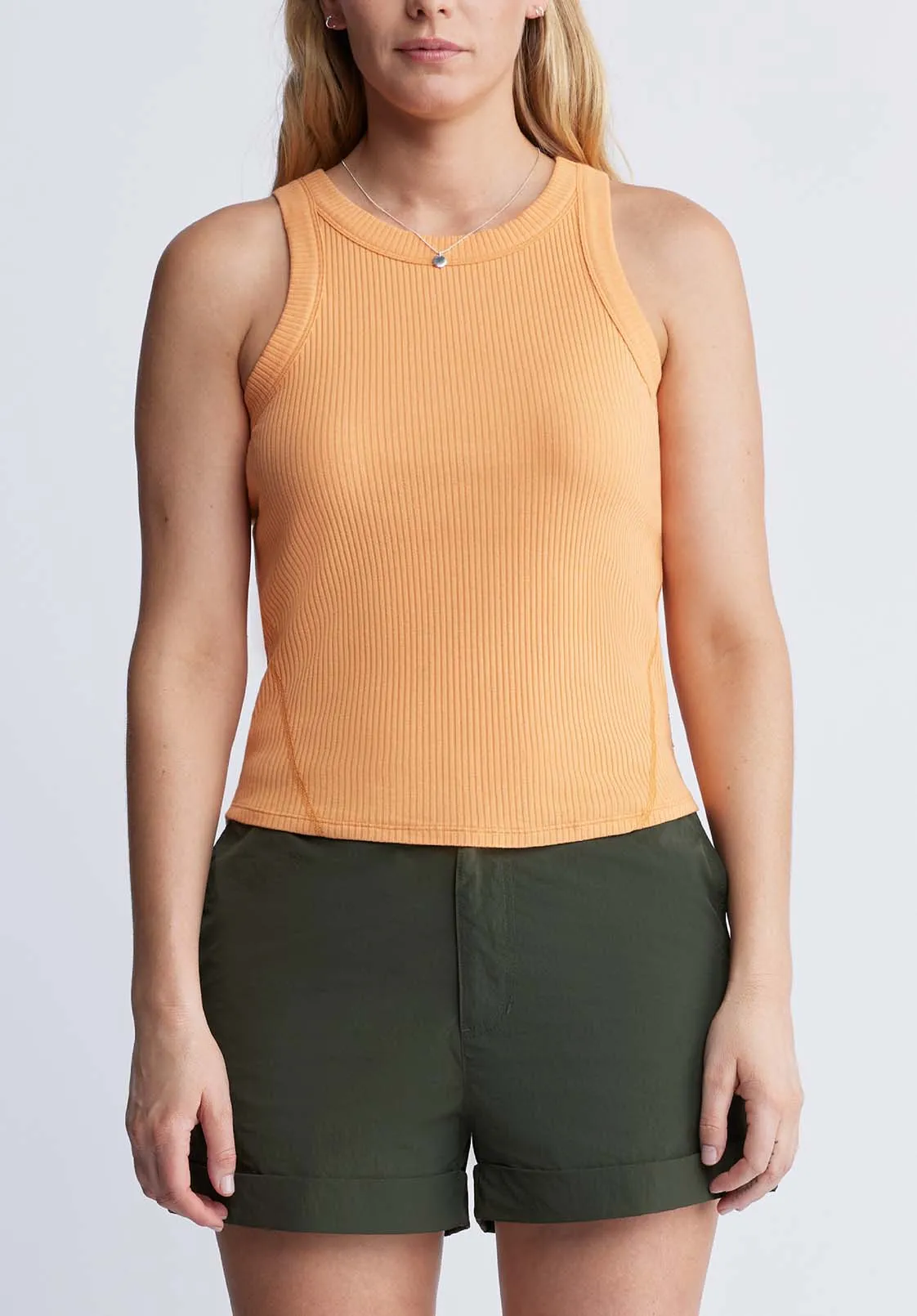Regine Women’s Ribbed Tank Top in Tangerine - KT0119P sold by Buffalo David Bitton