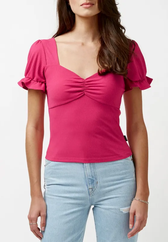 Amari Women's Flutter Sleeve Top in Pink - KT0660P sold by Buffalo David Bitton