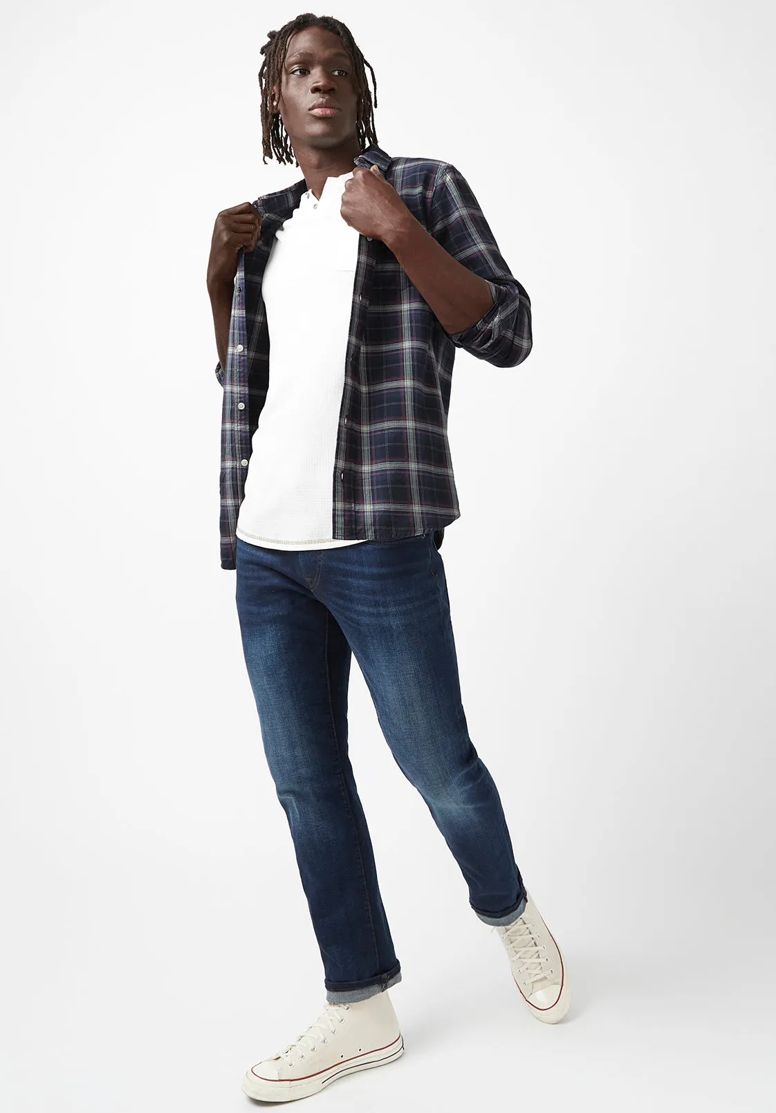 Sago Men’s Long-Sleeve Shirt in Midnight Blue Plaid - BM24029 sold by Buffalo David Bitton product image thumbnail 5