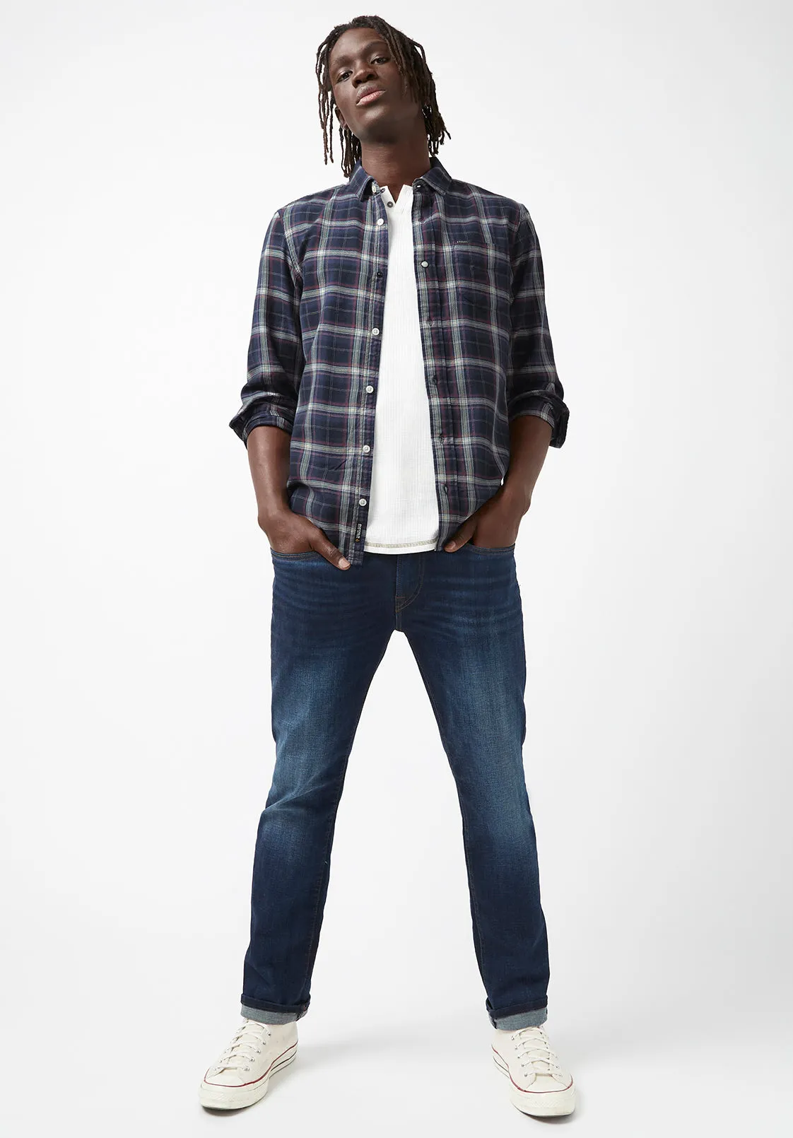 Sago Men’s Long-Sleeve Shirt in Midnight Blue Plaid - BM24029 sold by Buffalo David Bitton product image thumbnail 4