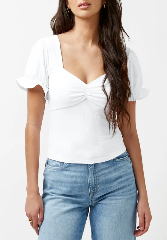 Amari Women's Flutter Sleeve Top in White - KT0660P sold by Buffalo David Bitton