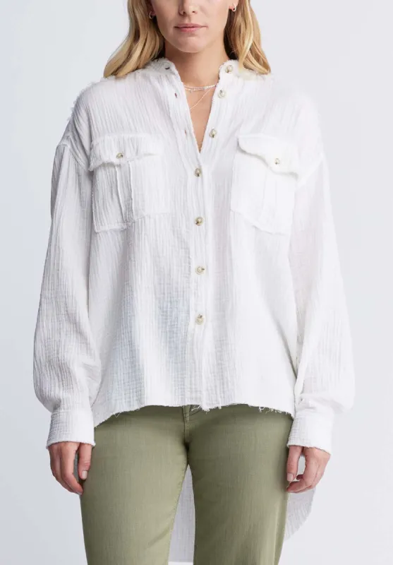 Taylee Women’s Oversized Blouse in White - WT0118P sold by Buffalo David Bitton