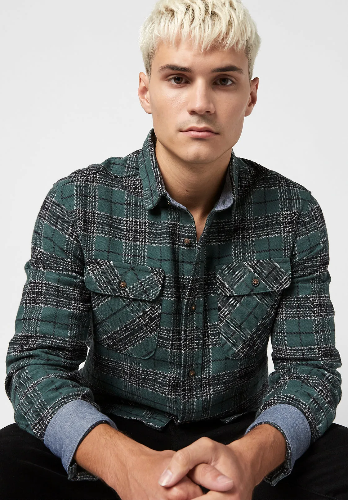 Plaid & Chambray Salice Shirt - BM23664 sold by Buffalo David Bitton