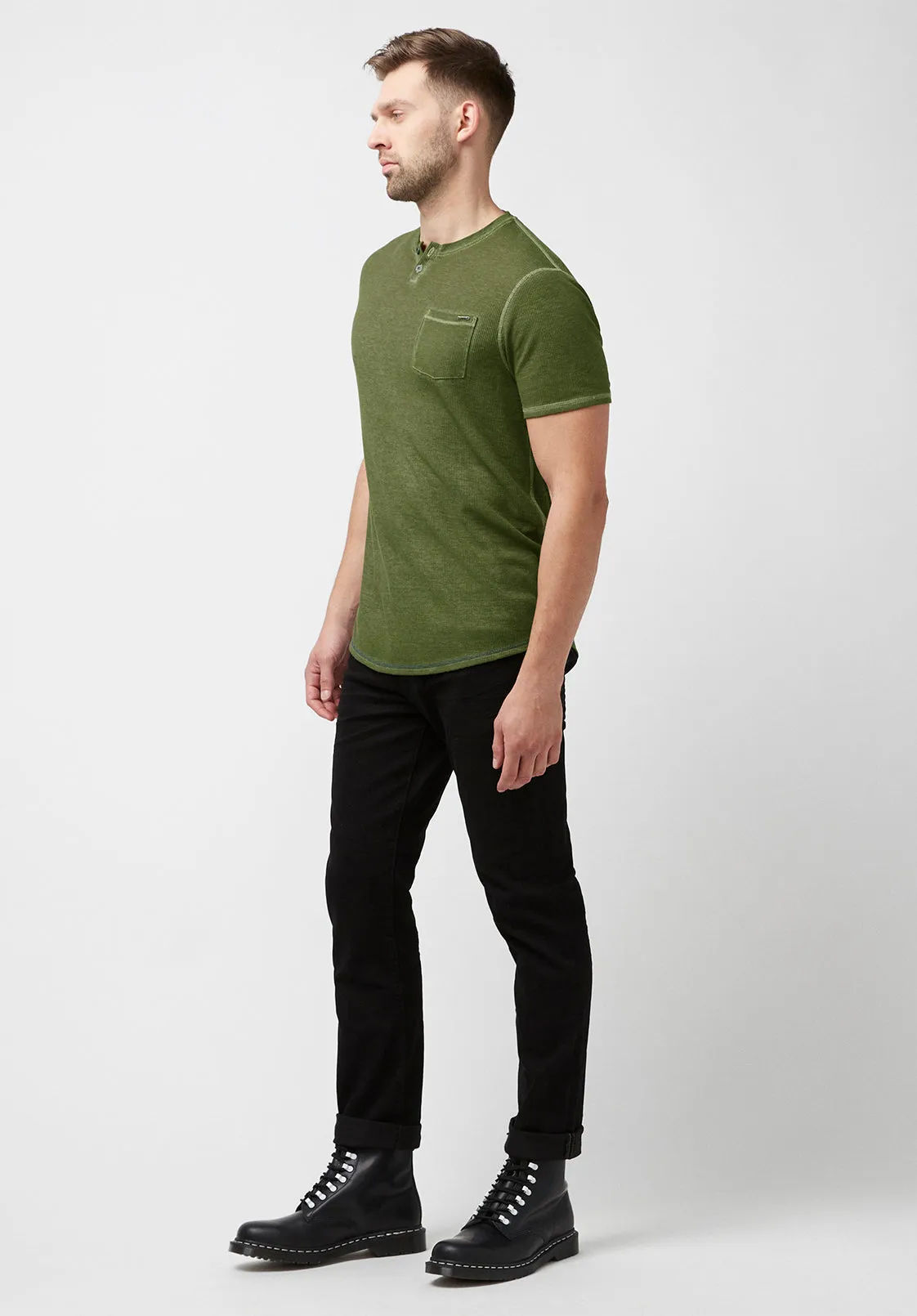 Kadya Waffle Knit Army Green T-Shirt - BM23844 sold by Buffalo David Bitton product image thumbnail 4