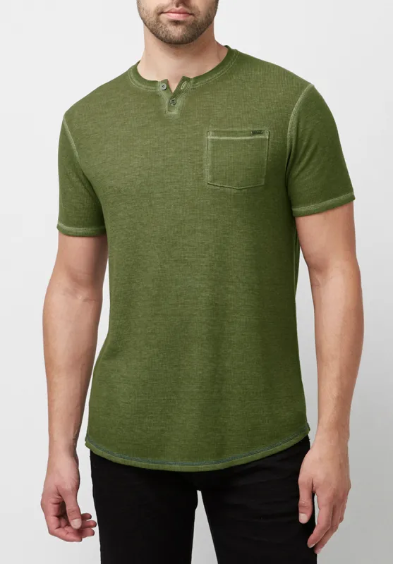Kadya Waffle Knit Army Green T-Shirt - BM23844 sold by Buffalo David Bitton