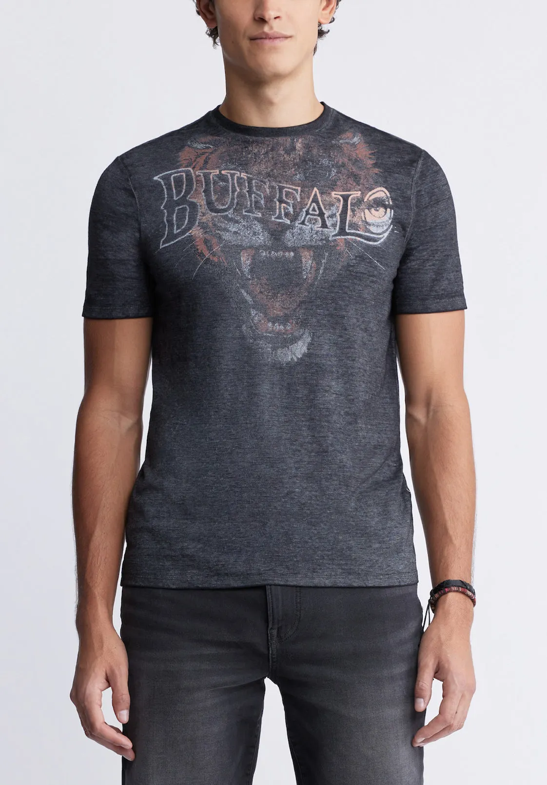 Talop Men's T-shirt in Black Print - BM24309 sold by Buffalo David Bitton