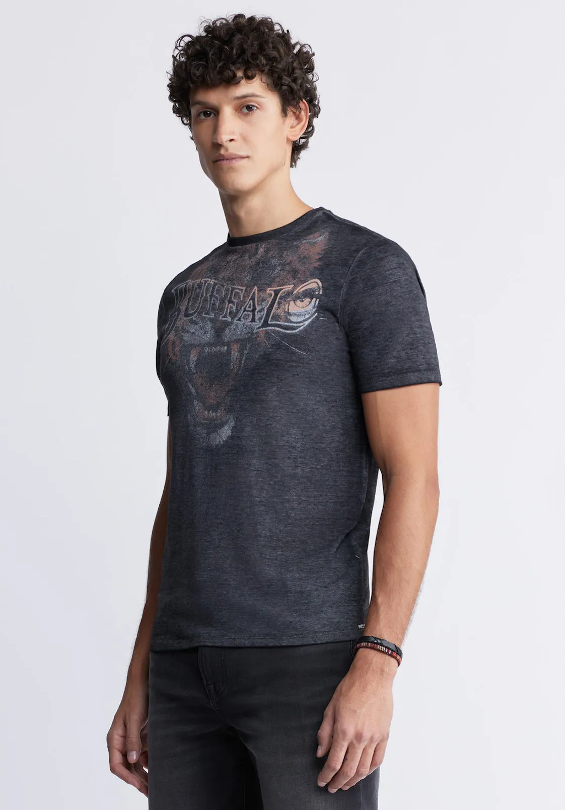 Talop Men's T-shirt in Black Print - BM24309 sold by Buffalo David Bitton product image thumbnail 4