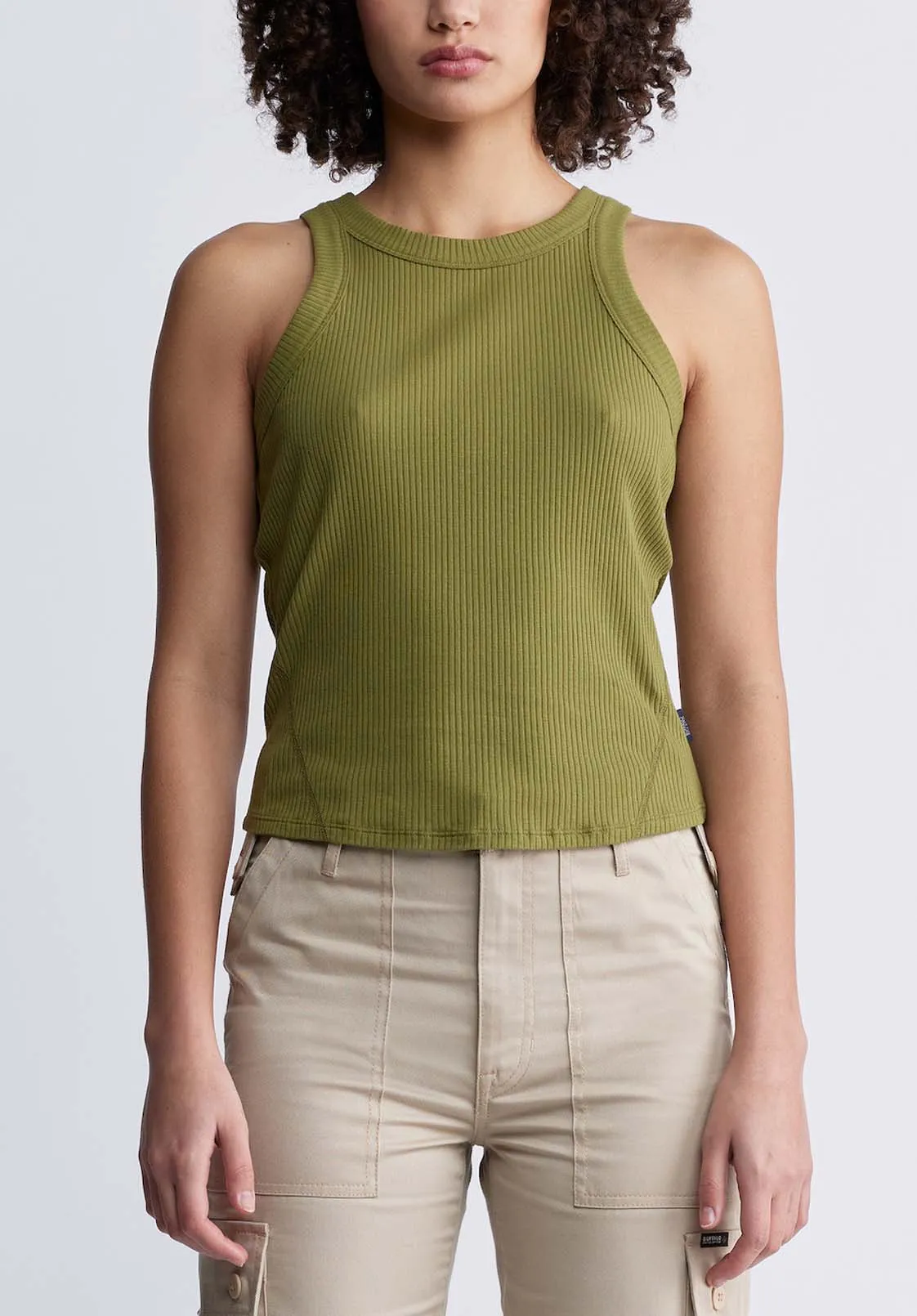 Regine Women’s Ribbed Tank Top in Olive - KT0119P sold by Buffalo David Bitton