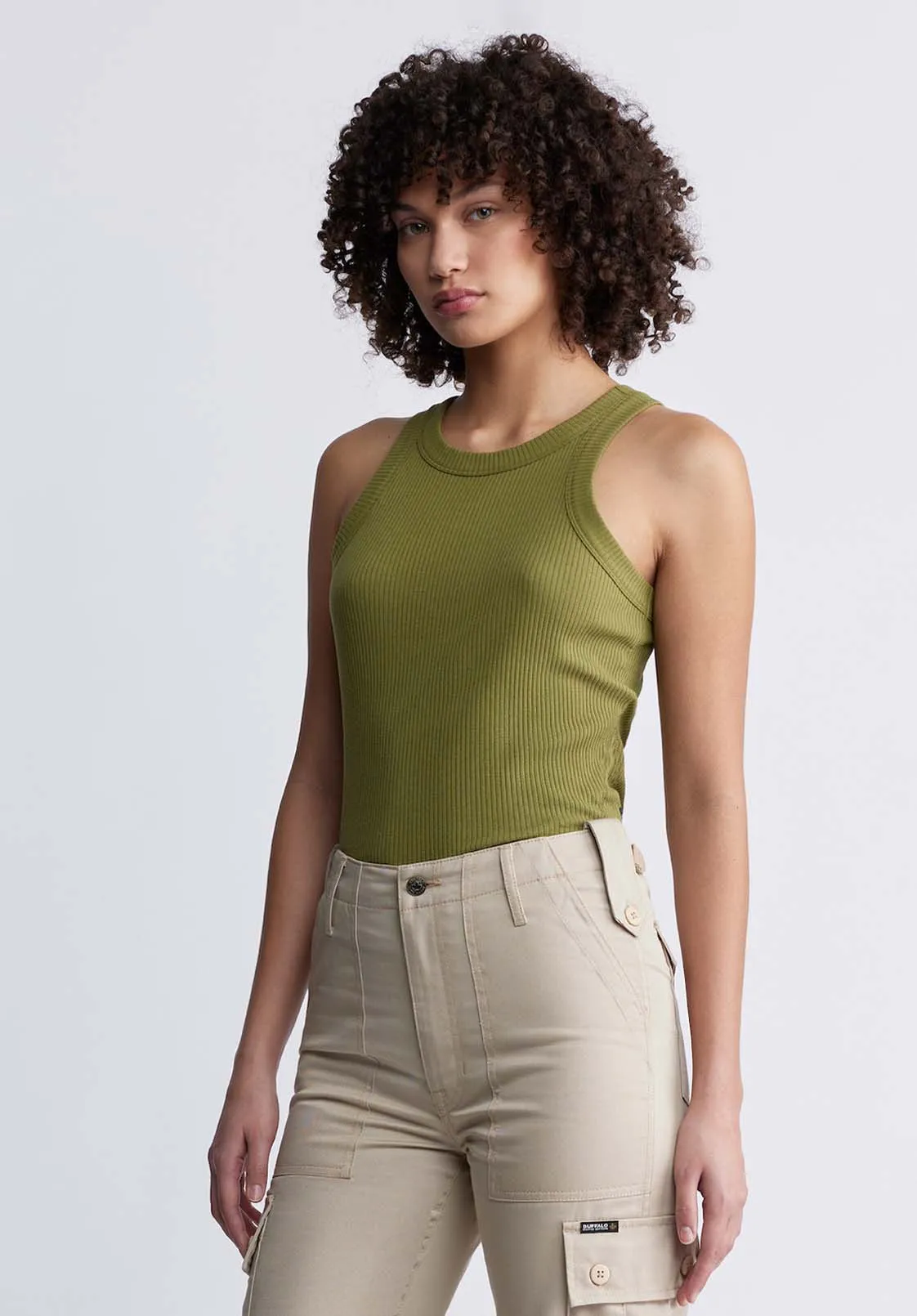 Regine Women’s Ribbed Tank Top in Olive - KT0119P sold by Buffalo David Bitton product image thumbnail 3