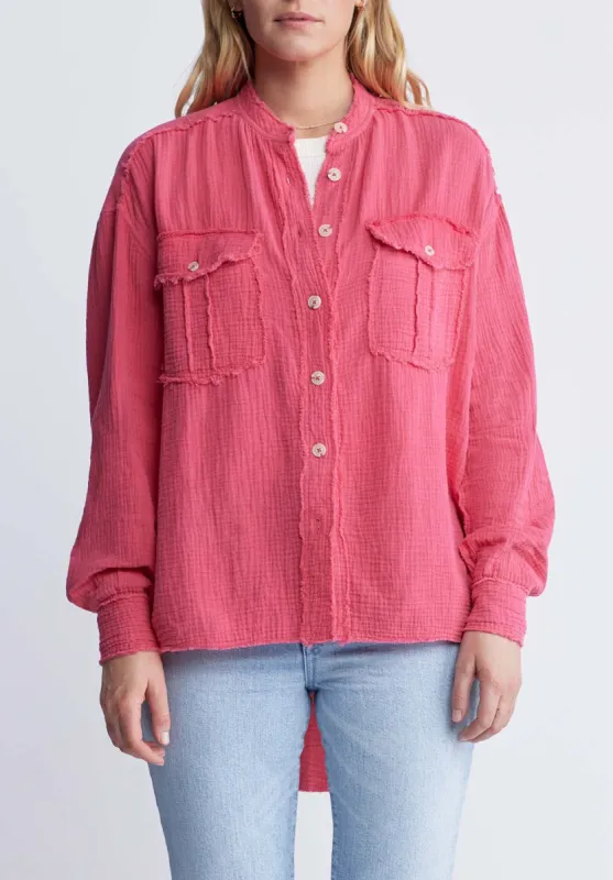 Taylee Women’s Oversized Blouse in Viva Magenta - WT0089P sold by Buffalo David Bitton