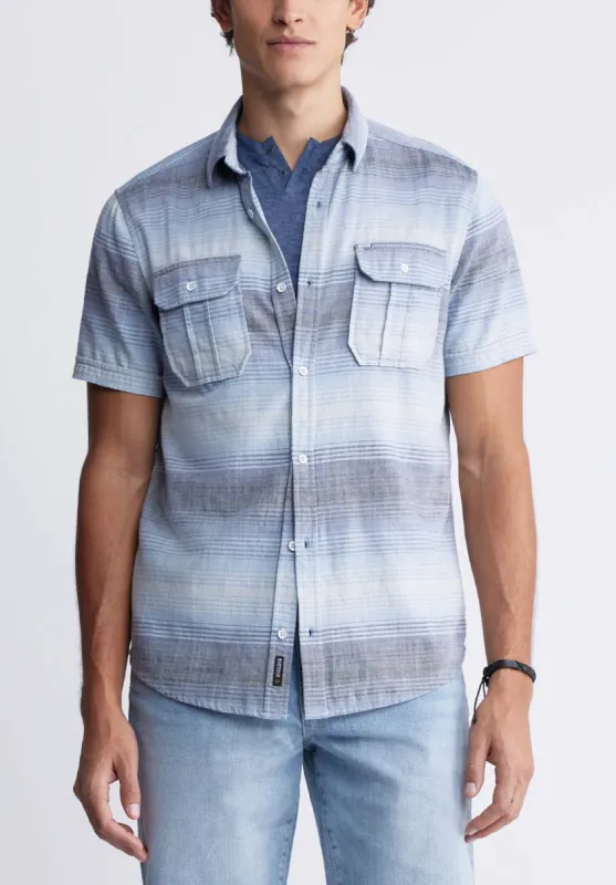 Siboa Men's Short Sleeve Striped Shirt in Mirage Blue - BM24303 sold by Buffalo David Bitton