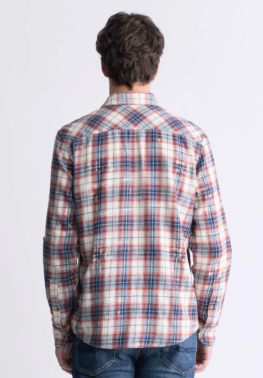 Simbio Men's Long-Sleeve Plaid Shirt, Beige, Blue & Red - BM24429 sold by Buffalo David Bitton product image thumbnail 5